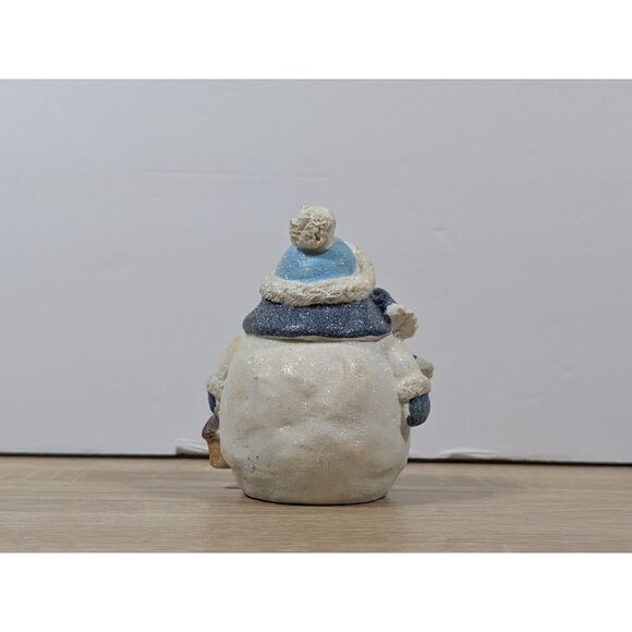 Jack Frost Snowman Figurine  Glittered Winter Decor Vintage Style Holiday Figure - Picture 2 of 3